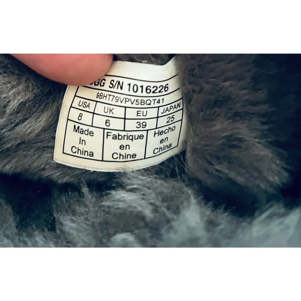 UGG Bailey Button II Gray Sheepskin Suede Boots Women's US 8 Winter Fur Lined